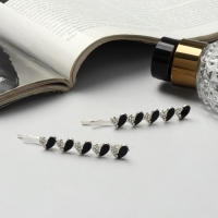 Невидимка для волос "Аннабелль" (набор 2 шт) сердце чёрный, 6,5 см, серебро Невидимка для волос "Аннабелль" (набор 2 шт) сердце чёрный, 6,5 см, серебро