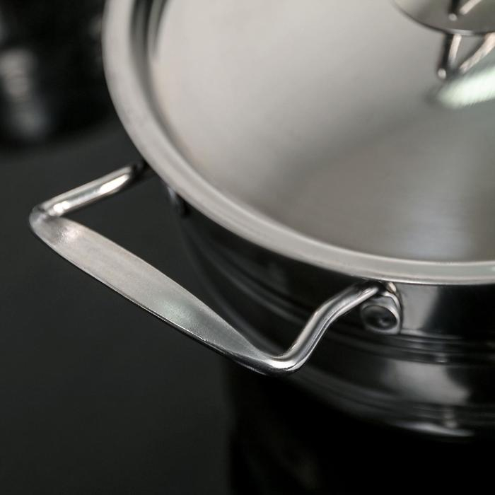 Набор кастрюль из нержавеющей стали &laquo;Ясмин&raquo;, 4 кастрюли: 2 л, 2,7 л, 3,5 л, 4,5 л, d=17/19/21/23 см, металлические крышки, индукция