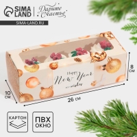 Коробка для кондитерских изделий с окном &laquo;Шары&raquo;, 26 х 10 х 8 см, Новый год