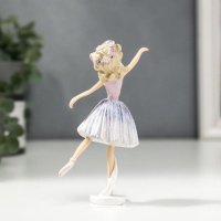 Сувенир полистоун "Балерина с кудрями, в розово-сиреневом платье" 13х3,5х6,5 см