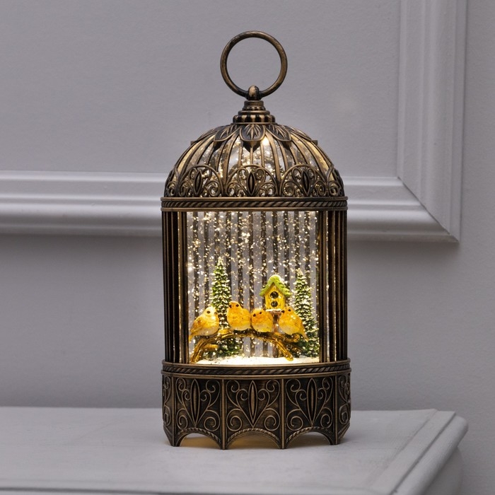 Светодиодная фигура «Фонарь с зарянками» 13 × 25.5 × 8 см, пластик, батарейки ААх3 (не в комплекте), USB, свечение тёплое белое Светодиодная фигура «Фонарь с зарянками» 13 × 25.5 × 8 см, пластик, батарейки ААх3 (не в комплекте), USB, свечение тёплое белое