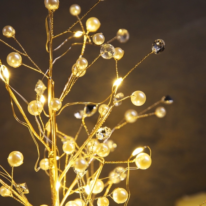 Светодиодный куст &laquo;Капли росы&raquo; 35 &times; 26 &times; 3 см, 10 LED, постоянное свечение, от батареек CR2032х2 (в комплекте), свечение тёплое белое