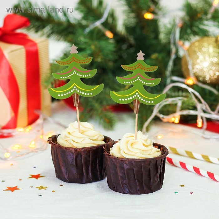 Шпажки для канапе &laquo;Ёлочка с гирляндой&raquo;, набор 12 шт.