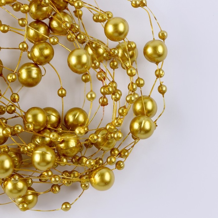 Леска для декора с бусинками, длина &mdash; 4,8 м, цвет золотой