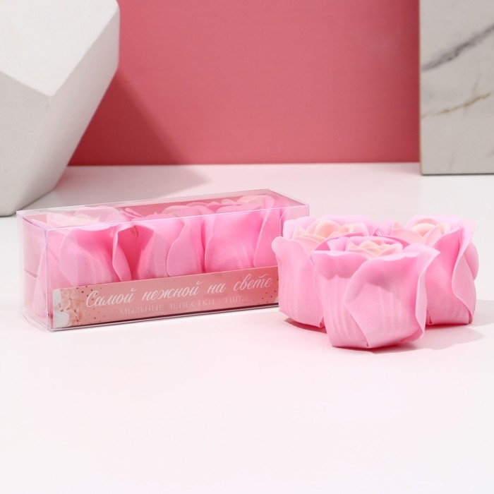 Мыло лепестковое &laquo;Самой нежной на свете&raquo;, 3 х 11 г, аромат цветочный, ЧИСТОЕ СЧАСТЬЕ