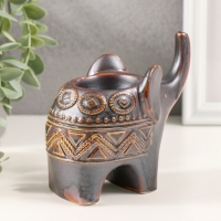 Подсвечник керамика на 1 свечу "Слонёнок. Этнические узоры" коричневый 7х11,5х10,5 см
