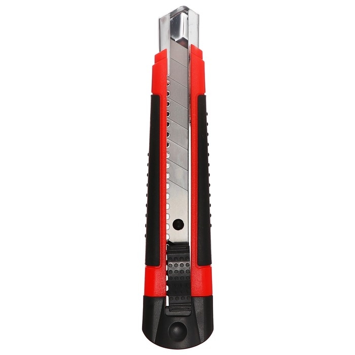 Нож канцелярский 18мм, пластиковый, фиксатор, прорезиненный, TOP