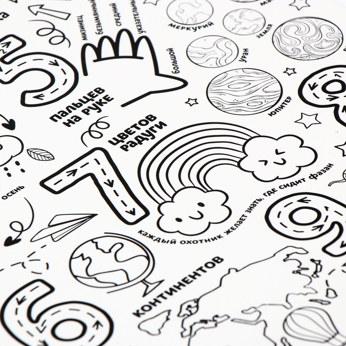 Магнит-раскраска многоразовая &laquo;Цифры&raquo;, 21 &times; 29,7 см