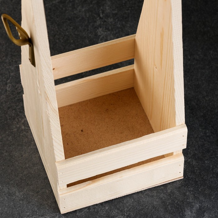 Ящик для пива 15,5х15,5х33 см под 4 бутылки, натуральный Ящик для пива 15,5х15,5х33 см под 4 бутылки, натуральный