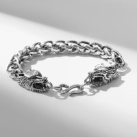 Браслет мужской &laquo;Брутал&raquo; волки, цвет чернёное серебро, 22 см