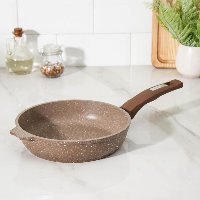 Сковорода &laquo;Гранит Brown&raquo;, d=22 см, пластиковая ручка, антипригарное покрытие, цвет коричневый