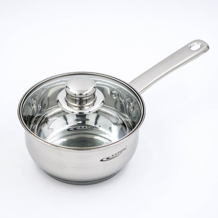 Ковш &laquo;Гретта&raquo;, 1,6 л, d=16 см, капсульное дно, стеклянная крышка, металлическая ручка, индукция