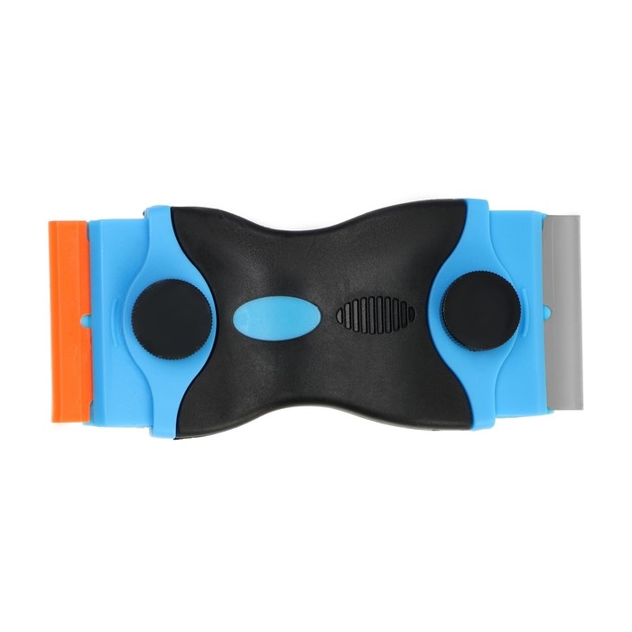 Скребок ТУНДРА, двухсторонний - пластик-металл, обрезиненная рукоятка, 45 мм