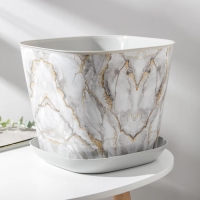Горшок с поддоном &laquo;Мрамор&raquo;, 9,8 л, цвет светло-серый