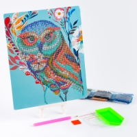 Алмазная вышивка &laquo;Сова-красавица&raquo;, с подставкой, с частичным заполнением