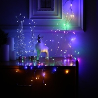 Гирлянда &laquo;Конский хвост&raquo; 10 нитей по 1 м, IP20, серебристая нить, 100 LED, 2 режима, батарейки AAх3 (нет в комплекте), свечение мульти