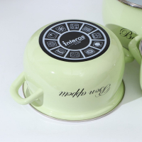 Набор кастрюль &laquo;Лайм&raquo;, 3 предмета: 2,1 л, 3,1 л, 4 л, индукция, цвет светло-зелёный