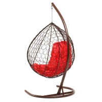 Подвесное кресло КОКОН &laquo;Капля&raquo; красная подушка, коричневая стойка