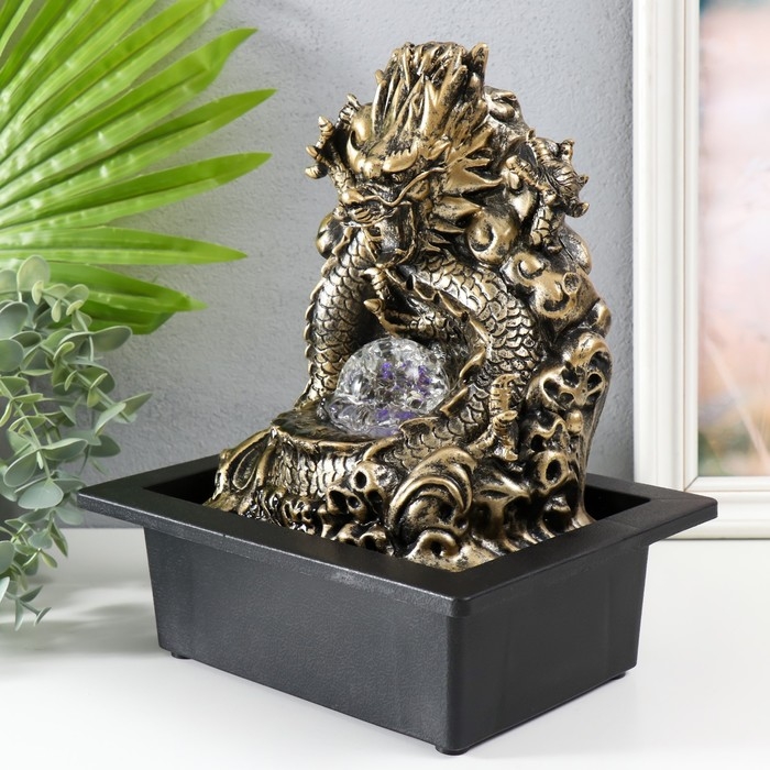Фонтан настольный от сети, подсветка Фонтан настольный от сети, подсветка "Золотой дракон" 26х17,5х23 см