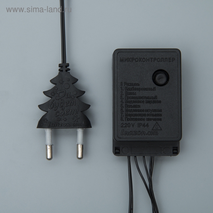 Гирлянда &laquo;Нить&raquo; 10 м, IP20, тёмная нить, 100 LED, свечение синее, 8 режимов, 220 В