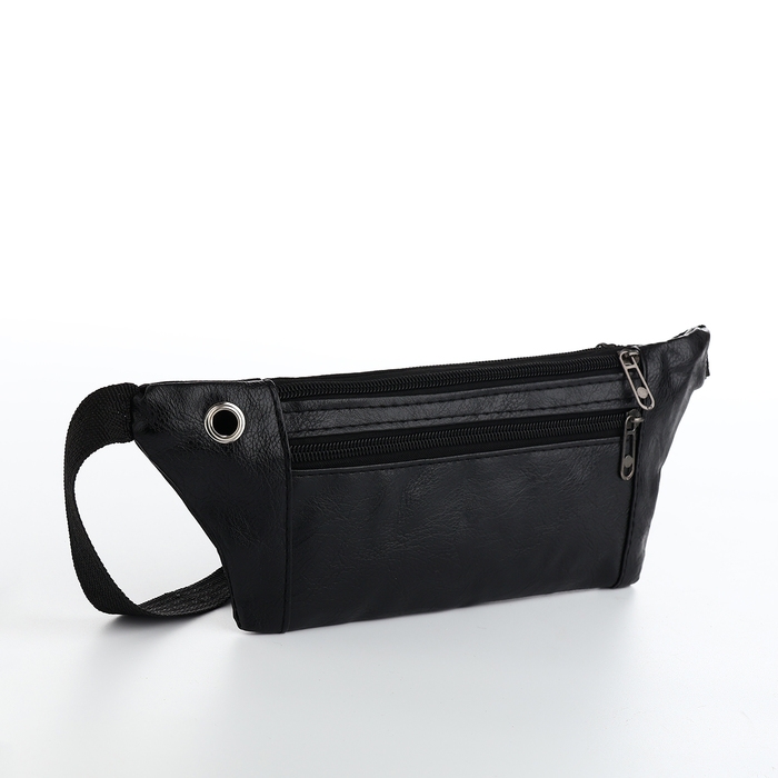 Поясная сумка на молнии, 2 наружных кармана, цвет чёрный Поясная сумка на молнии, 2 наружных кармана, цвет чёрный
