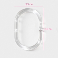 Кольца для штор Доляна, в ванную, пластик, 12 шт, 5,9&times;3,9 см, прозрачный