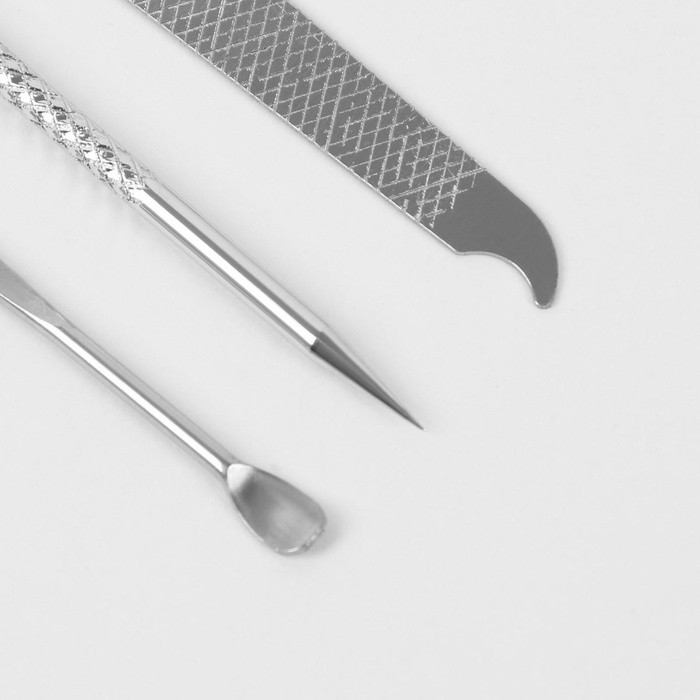 Набор маникюрный «Фактура», 8 предметов, в футляре, цвет чёрный Набор маникюрный «Фактура», 8 предметов, в футляре, цвет чёрный