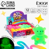Мяч детский резиновый ёжка световой &laquo;Мишка&raquo;, цвета МИКС, в шоубоксе