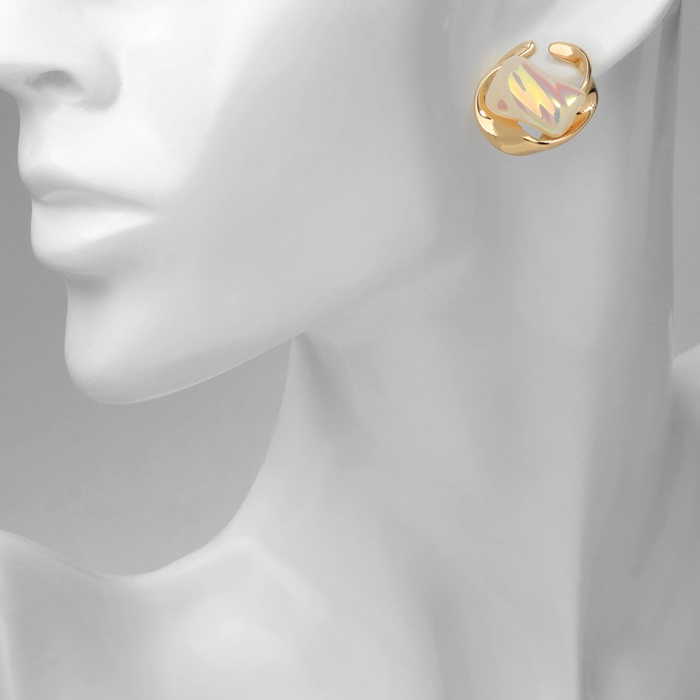 Серьги с жемчугом &laquo;Абстракция&raquo; волна, цвет золото