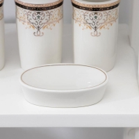 Набор аксессуаров для ванной комнаты Доляна &laquo;Золотая роскошь&raquo;, 4 предмета (дозатор 250 мл, мыльница, 2 стакана), цвет белый