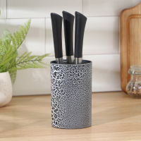 Подставка для ножей с наполнителем Доляна &laquo;Кракле&raquo;, 14&times;9 см, цвет чёрный