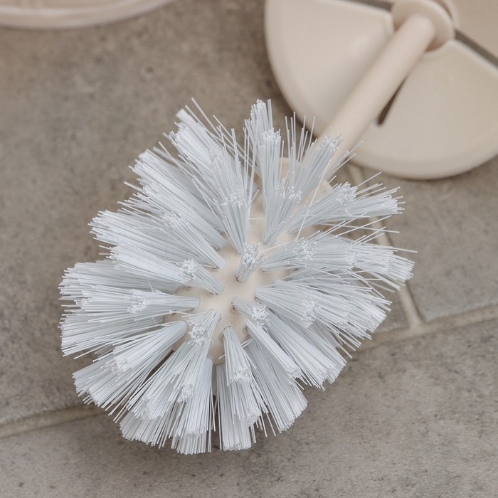 Ёршик для унитаза с подставкой &laquo;Плетёнка&raquo;, 13,5&times;13,5&times;38,5 см, цвет слоновая кость