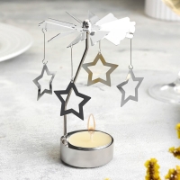 Свеча вращающаяся "Карусель со звёздами", серебрянная, металл Свеча вращающаяся "Карусель со звёздами", серебрянная, металл