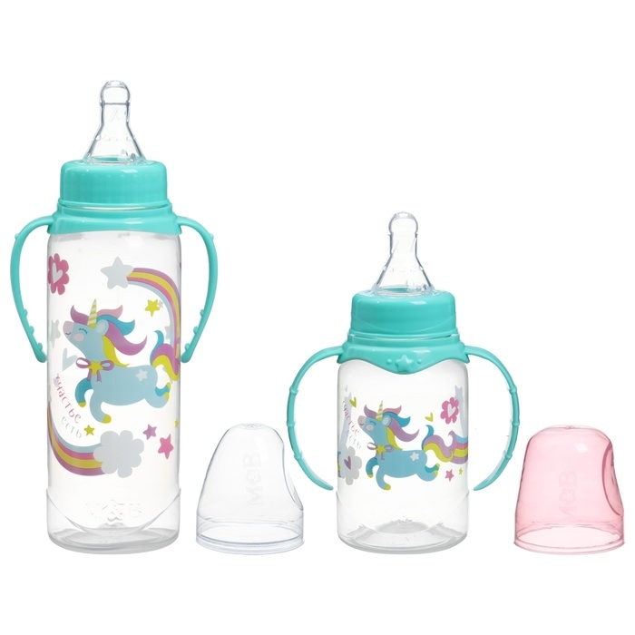 Подарочный детский набор &laquo;Волшебная пони&raquo;: бутылочки для кормления 150 и 250 мл, прямые, от 0 мес., цвет розовый