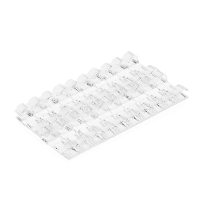 Держатель самоклеящийся для проводов и гирлянд ТУНДРА krep, 10х30 мм, прозрачный, 20 шт.