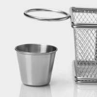 Корзинка для картофеля фри Доляна &laquo;Лонгфилд&raquo;, 10&times;8&times;7,5 см, с соусником d=5 см, цвет серебристый