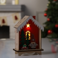 Светодиодная фигура «Домик с зелёными ёлками» 10.6 × 15 × 5.5 см, дерево, батарейки LR1130х3 (в комплекте), свечение тёплое белое Светодиодная фигура «Домик с зелёными ёлками» 10.6 × 15 × 5.5 см, дерево, батарейки LR1130х3 (в комплекте), свечение тёплое белое