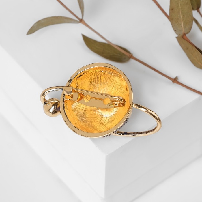 Брошь &laquo;Планета Земля&raquo;, цвет синий в золоте