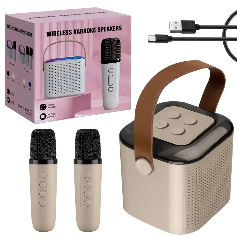 Портативная акустика с 2 микрофонами Y1 Бежевая (40шт/кор)