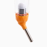 Поилка для грызунов, 80 мл, крепление-пружинка, и два сменных фильтра, оранжевая