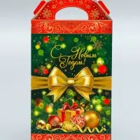 Коробка подарочная новогодняя Ларец &laquo;Бантик&raquo; 17.5&times;31&times;7 см