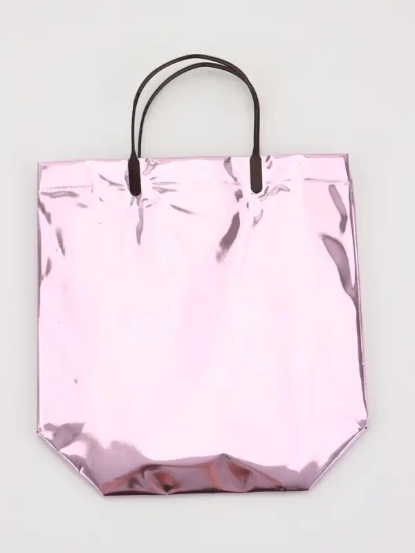 Пакет подарочный ПВХ, голография, розовый, пластиковая ручка, 26&times;22.5&times;10 см