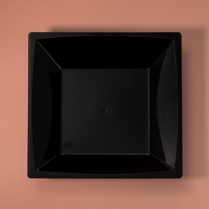 Тарелка пластиковая одноразовая, 17,2&times;17,2 см, квадратная, глубокая, МИКС