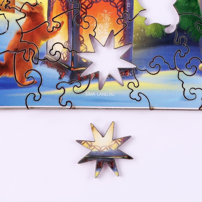 Пазл деревянный фигурный на новый год «Ночная новогодняя сказка», 145 элементов Пазл деревянный фигурный на новый год «Ночная новогодняя сказка», 145 элементов