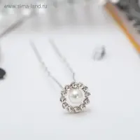 Шпилька для волос &laquo;Бусинка в круге&raquo;, 1.2&times;6 см, серебро