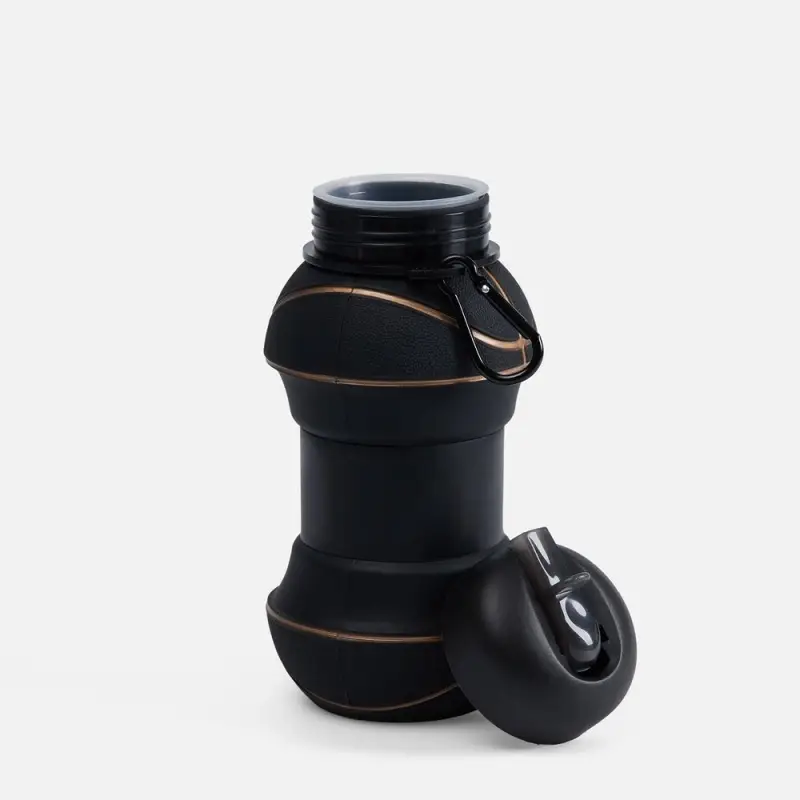 Складная бутылка для воды Basketball Flex, черная