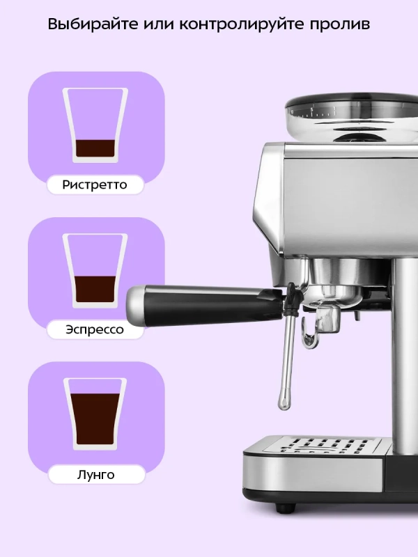 Кофейная станция кофеварка рожковая КТ-7694 (2 в 1)