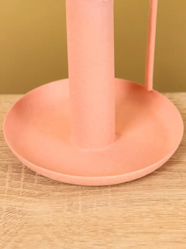 Подсвечник на 1 свечу текстурный с ручкой и блюдцем &laquo;Пудровый розовый&raquo;, 10&times;10&times;9.5 +/- 0.5 см