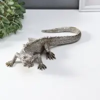 Сувенир полистоун "Игуана" чернённое серебро 25,2х12,2х7 см