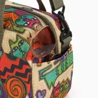 Сумка дорожная на молнии, наружные карманы, длинный ремень, разноцветная